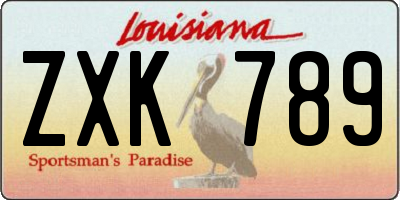 LA license plate ZXK789