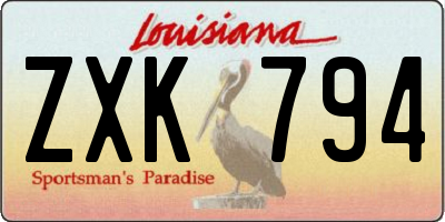 LA license plate ZXK794