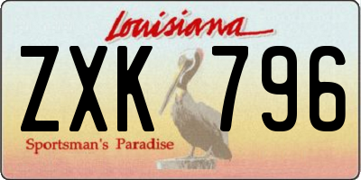 LA license plate ZXK796