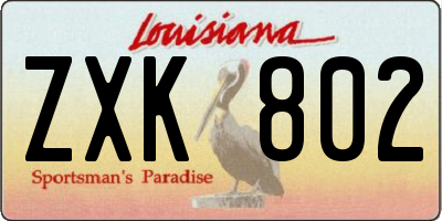 LA license plate ZXK802