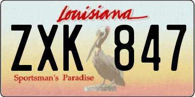 LA license plate ZXK847