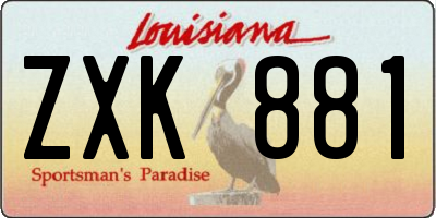 LA license plate ZXK881