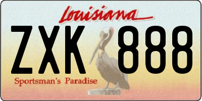 LA license plate ZXK888