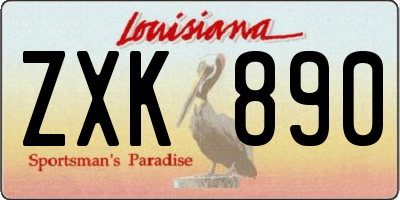 LA license plate ZXK890