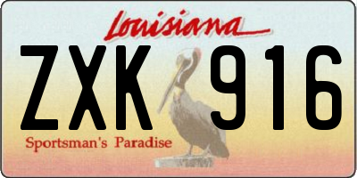 LA license plate ZXK916