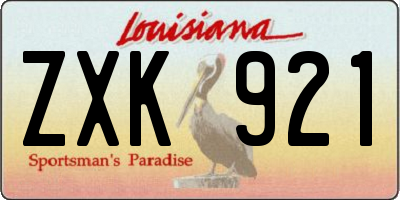 LA license plate ZXK921