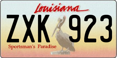 LA license plate ZXK923