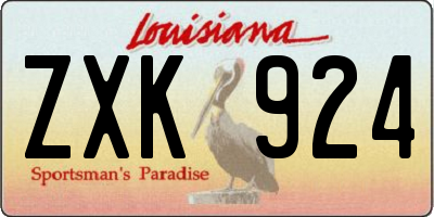 LA license plate ZXK924