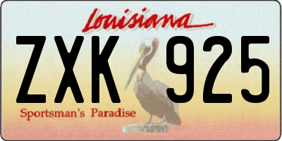 LA license plate ZXK925