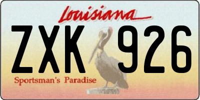 LA license plate ZXK926