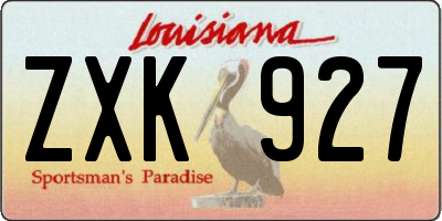 LA license plate ZXK927