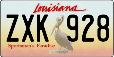 LA license plate ZXK928