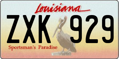 LA license plate ZXK929