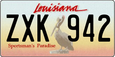 LA license plate ZXK942