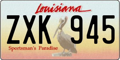 LA license plate ZXK945