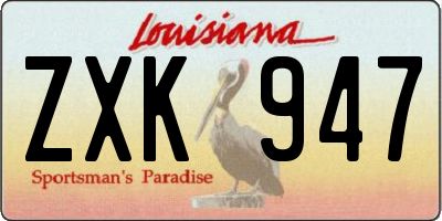 LA license plate ZXK947