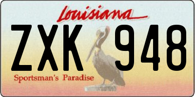 LA license plate ZXK948