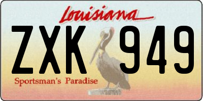 LA license plate ZXK949