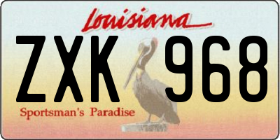 LA license plate ZXK968