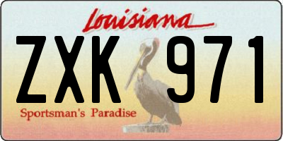 LA license plate ZXK971