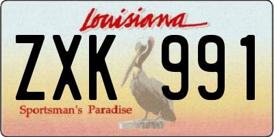 LA license plate ZXK991