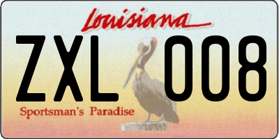 LA license plate ZXL008