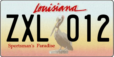 LA license plate ZXL012