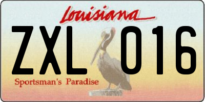 LA license plate ZXL016