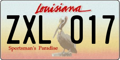 LA license plate ZXL017