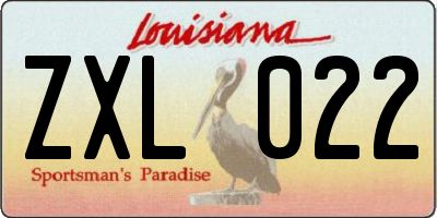 LA license plate ZXL022