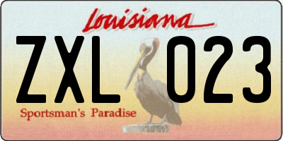 LA license plate ZXL023