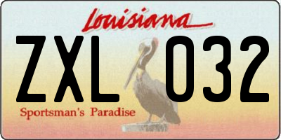 LA license plate ZXL032