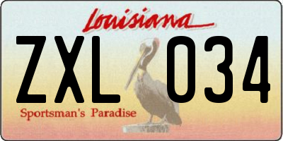 LA license plate ZXL034