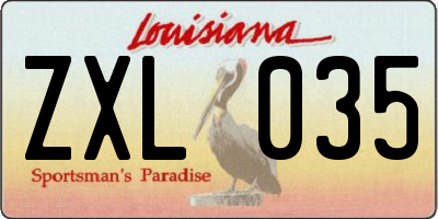 LA license plate ZXL035