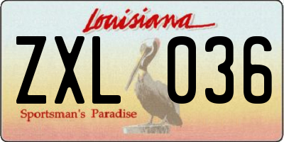 LA license plate ZXL036