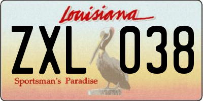 LA license plate ZXL038