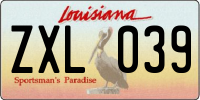 LA license plate ZXL039