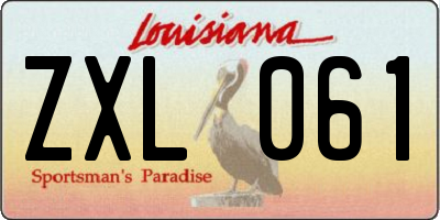 LA license plate ZXL061