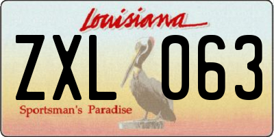 LA license plate ZXL063