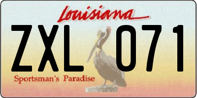 LA license plate ZXL071