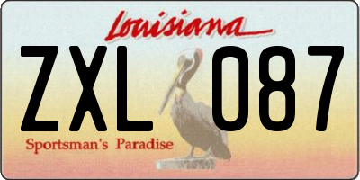 LA license plate ZXL087