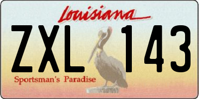 LA license plate ZXL143