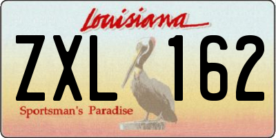 LA license plate ZXL162