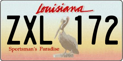 LA license plate ZXL172