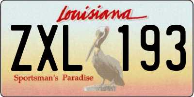 LA license plate ZXL193