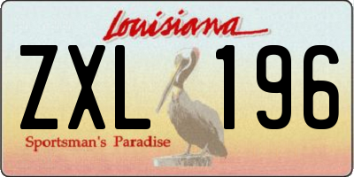 LA license plate ZXL196