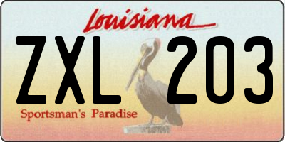 LA license plate ZXL203