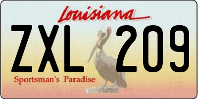 LA license plate ZXL209