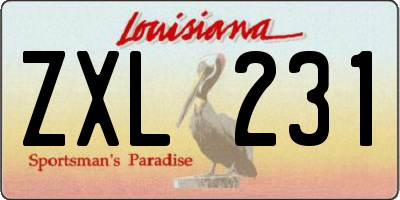 LA license plate ZXL231
