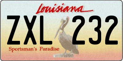 LA license plate ZXL232